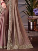 Women's Multicolor Satin Embroidered Saree With Unstitched Blouse - Image 4